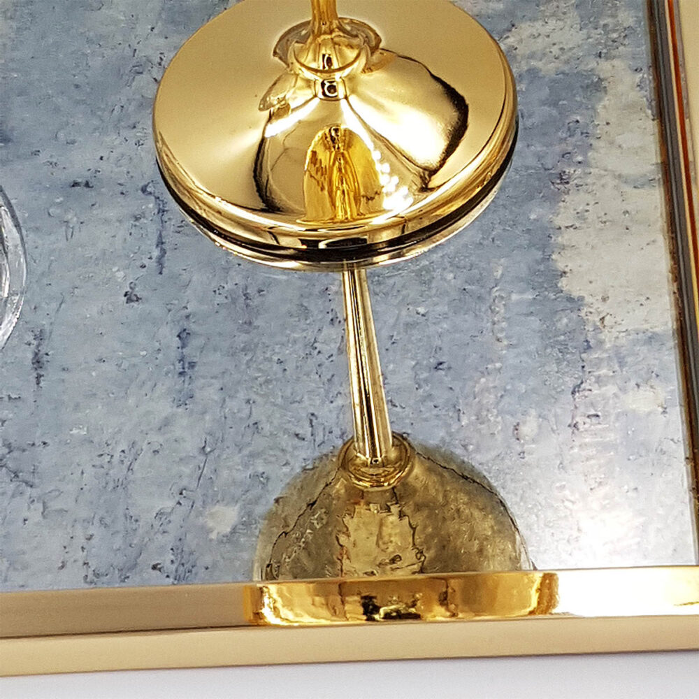 Δίσκος Καθρέφτης Vintage Σφυρήλατο Μπουκάλι Κρύσταλλο Ποτήρι Επάργυρο