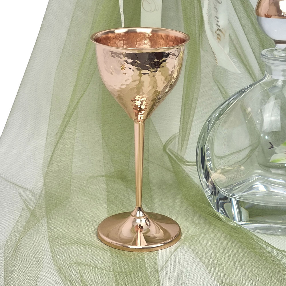 Δίσκος Ροζ Χρυσός Στρόγγυλος Με Μπουκάλι Και Ποτήρι - LDMP300