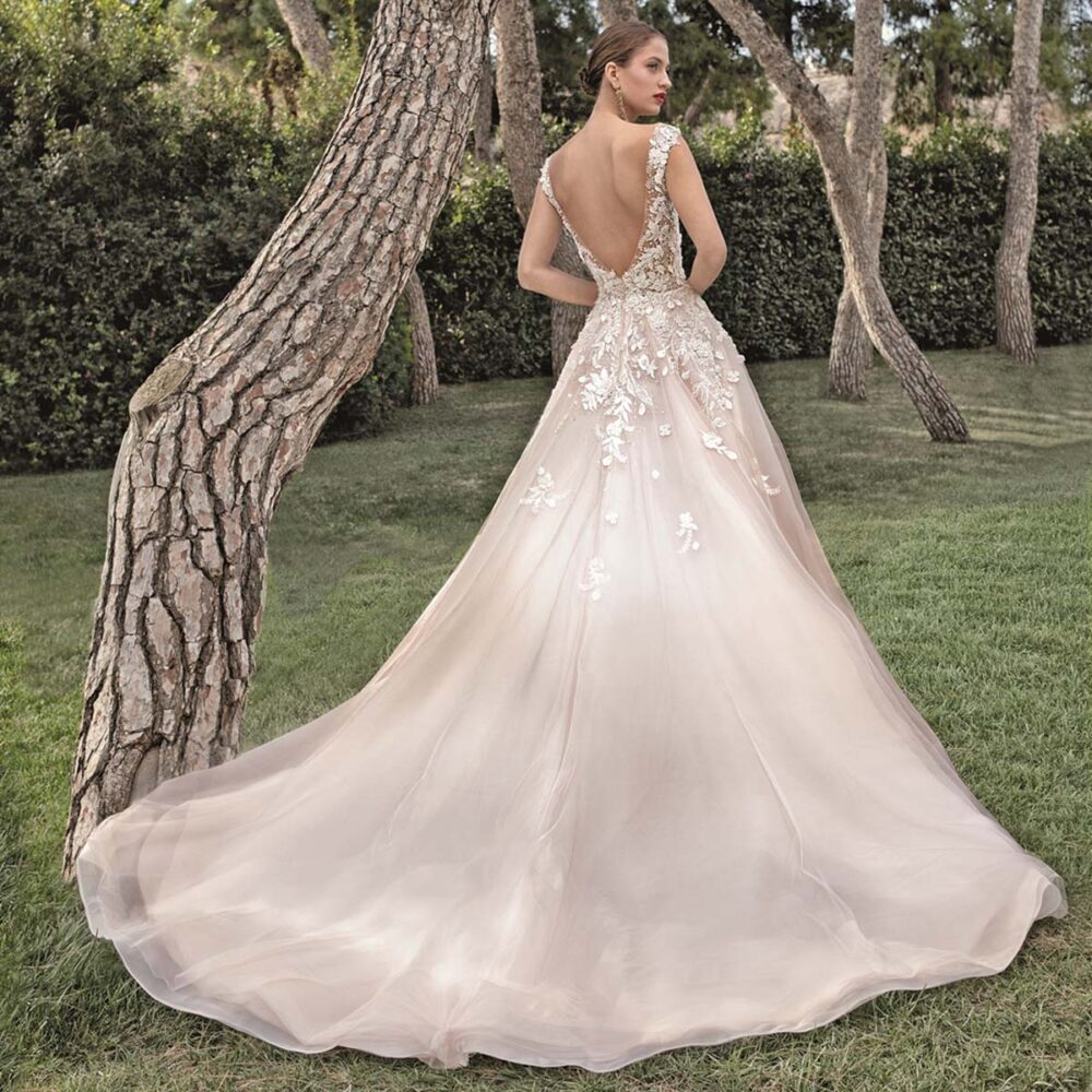 Ρομαντικό Νυφικό Φόρεμα Α-Γραμμής Τούλι Δαντέλα