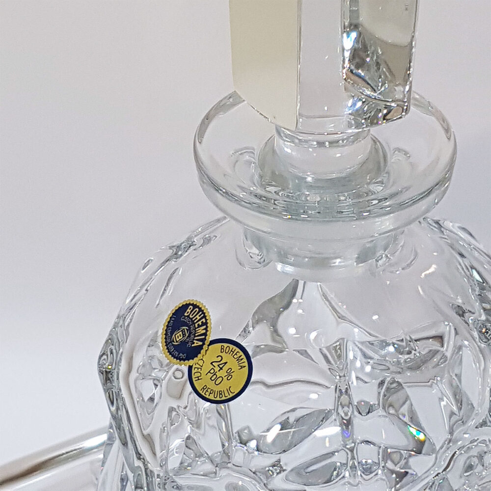 Δίσκος Plexi Μπουκάλι Κρύσταλλο Ποτήρι Plexi Επάργυρο-LDMP104