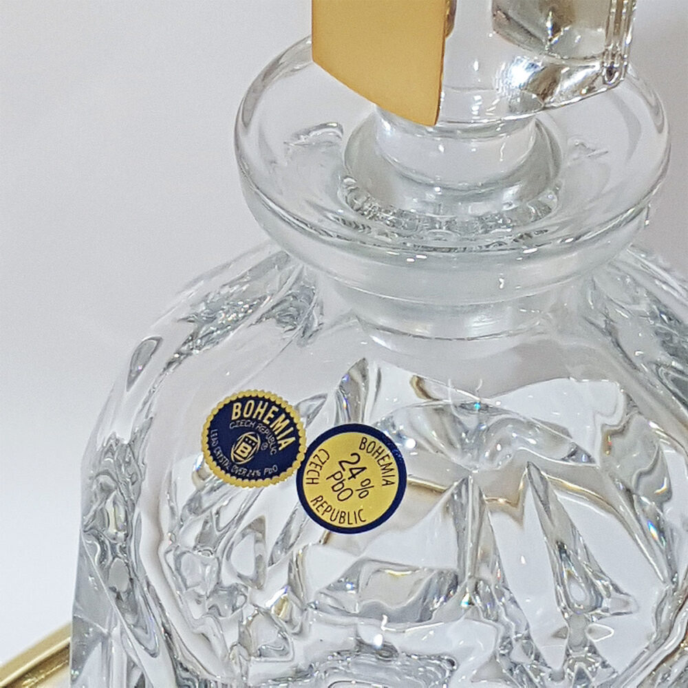 Δίσκος Plexi Μπουκάλι Κρύσταλλο Ποτήρι Plexi Επάργυρο-LDMP204