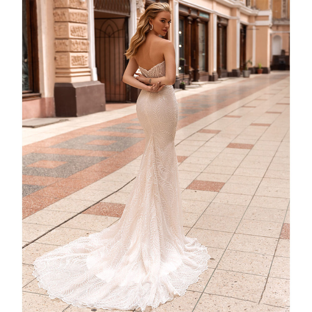 Νυφικό Φόρεμα Στενή Γραμμή Sexy Πλάτη Μπούστο V-5940