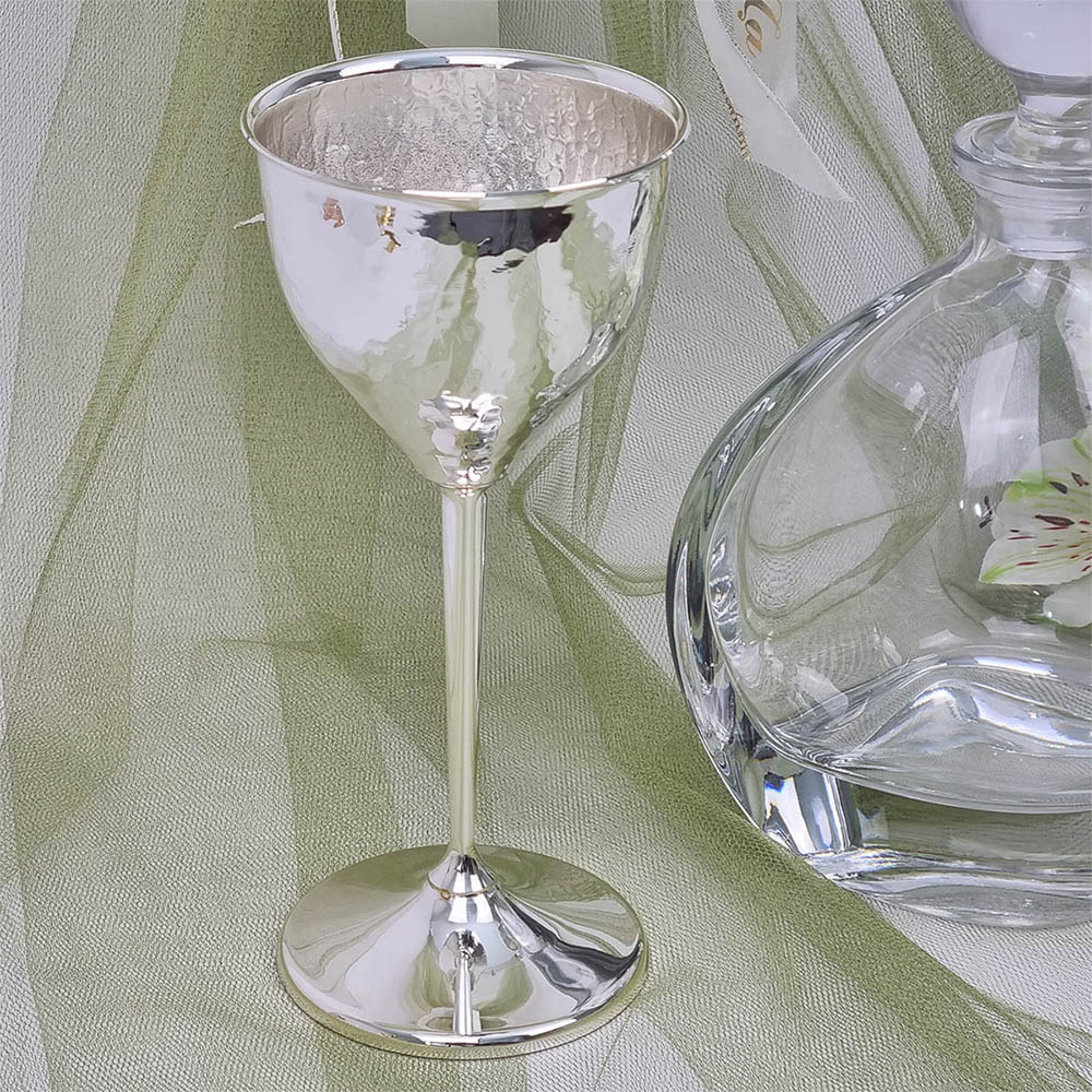Δίσκος Ασημί Οβάλ Καθρέφτης Με Μπουκάλι Και Ποτήρι – LDMP120