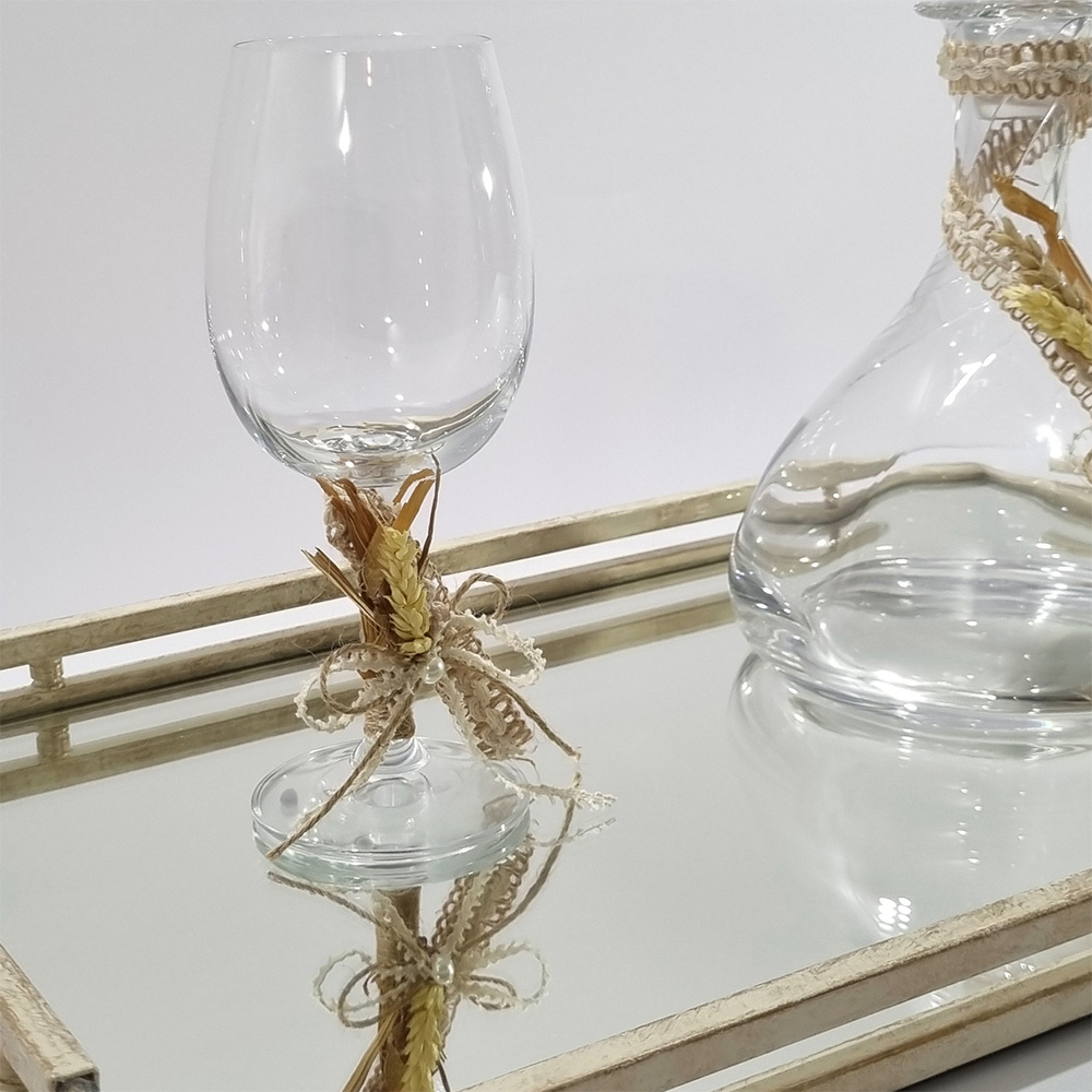 Δίσκος Ivory Χρυσός Καθρέφτης Με Μπουκάλι Και Ποτήρι - LDMP512