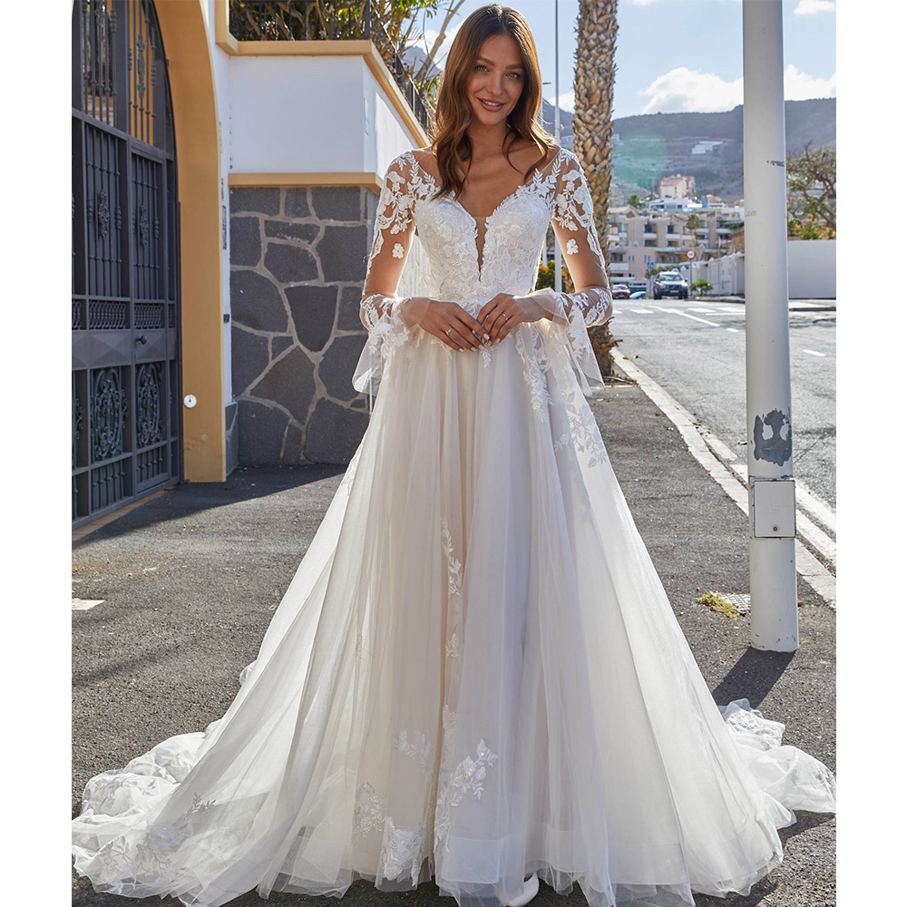 Νυφικό Φόρεμα Τούλινο Δαντέλα Glitter - 6021