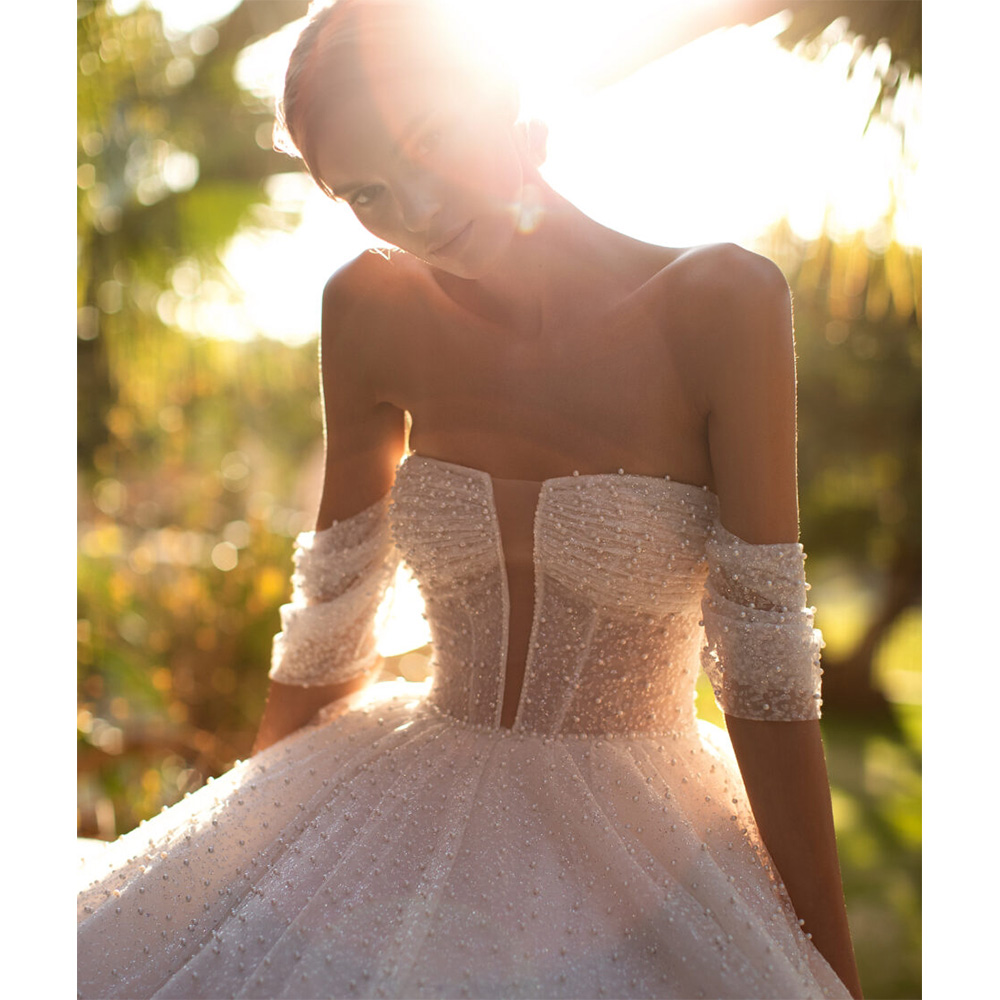 Νυφικό Φόρεμα Glitter Τούλι Strapless - 6038