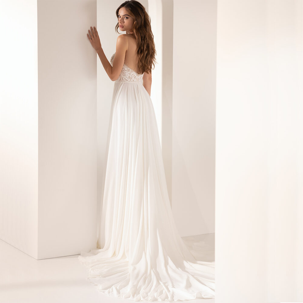 Νυφικό Φόρεμα Μουσελίνας Αέρινο - 6076