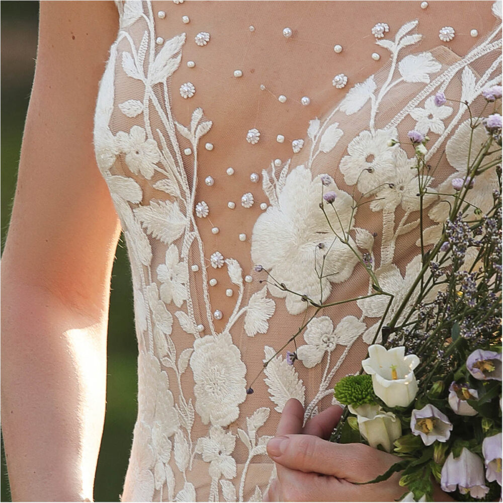 Νυφικό Φόρεμα Boho Τούλινο Λουλούδια Σε Α Γραμμή-6045