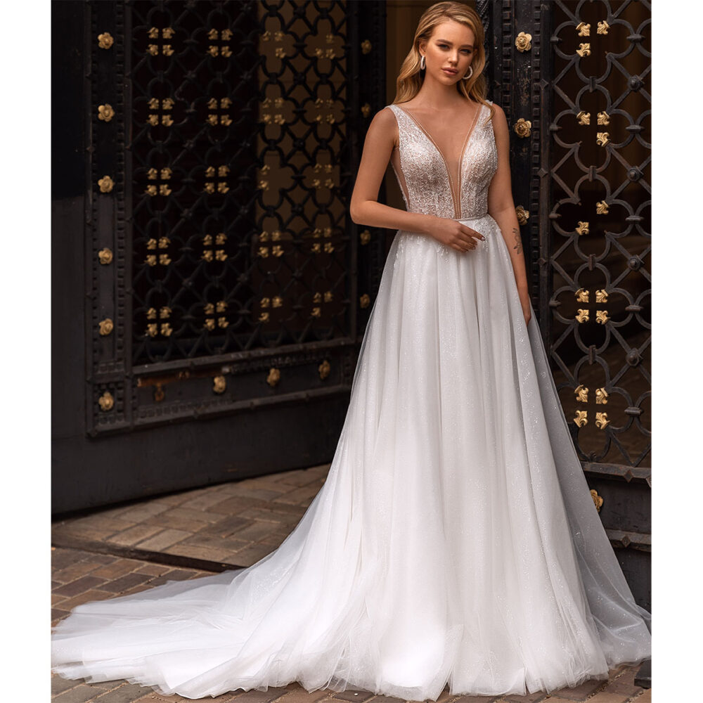 Νυφικό Φόρεμα Τούλινο Δαντέλα Glitter - 6061