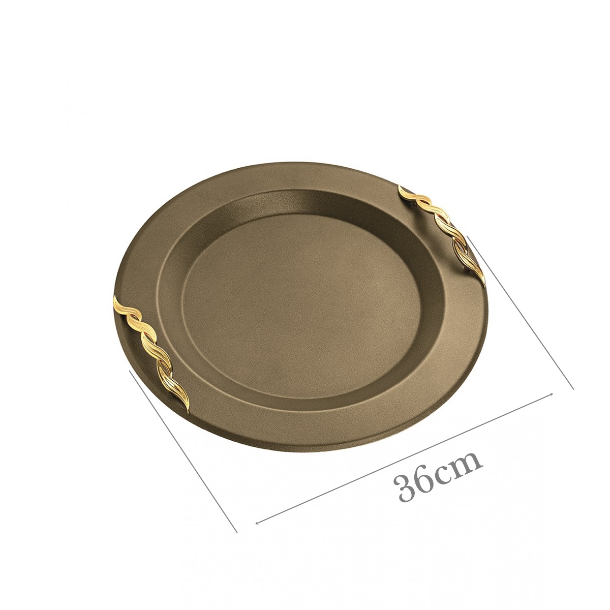 Δίσκος Μεταλλικός Inox Λαδί Χρυσές Λαβές-DI04