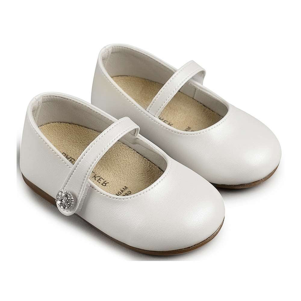 Παπούτσια Βάπτισης Για Περπάτημα Μαλαρίνες Δερμάτινα - BS3502white