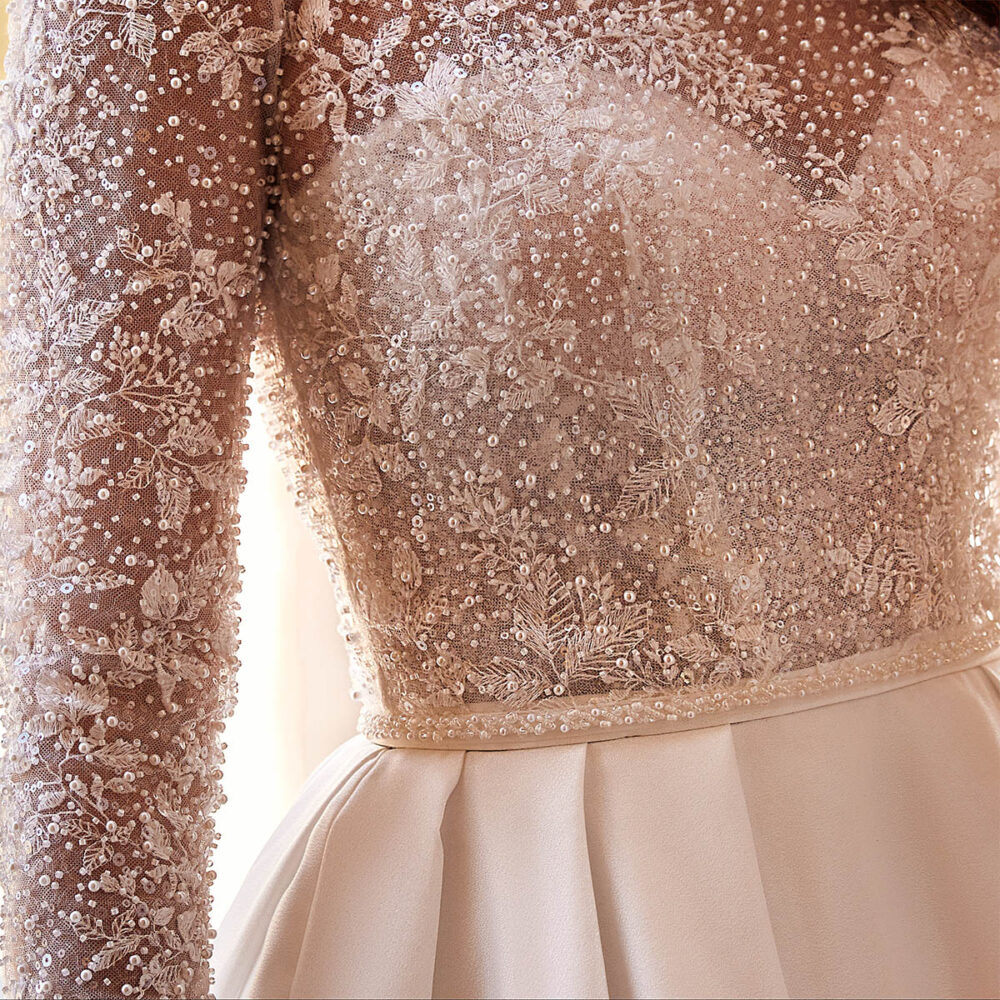 Νυφικό Φόρεμα Straples Α Γραμμή Σατέν Glitter - 3444