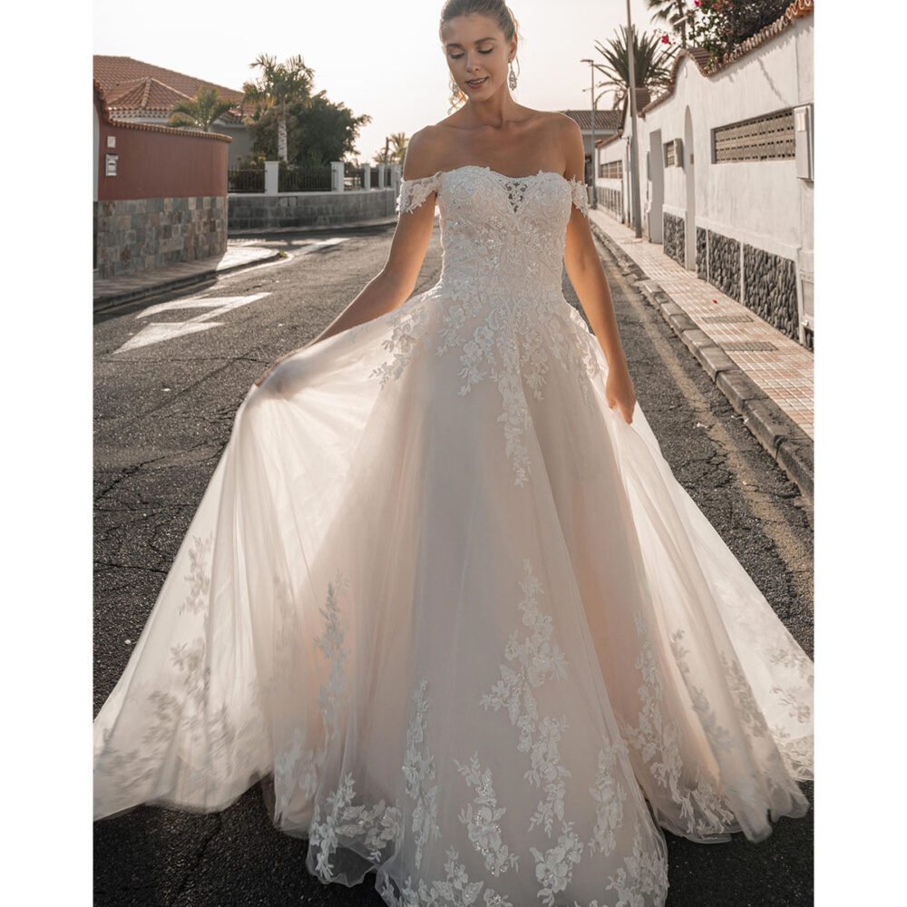 Νυφικό Φόρεμα Τούλινο Με Glitter Και Μανίκια Marriage - 3456