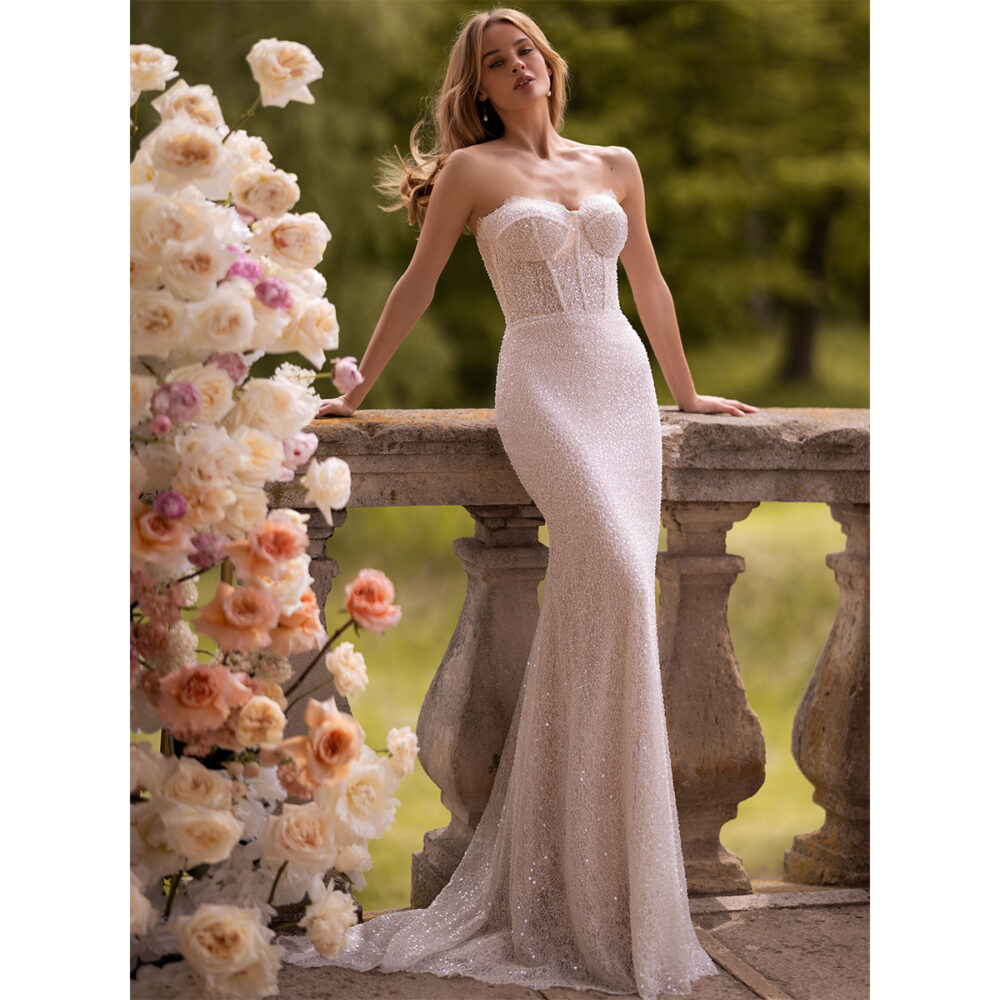 Νυφικό Φόρεμα Γοργονέ Δαντέλα Glitter – 3427