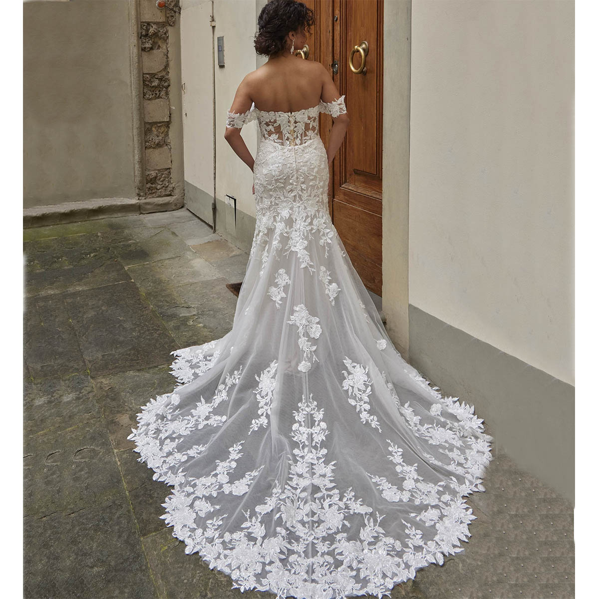 Νυφικό Φόρεμα Γοργονέ Τούλινο Με Glitter Και Μανίκια Marriage - 3461