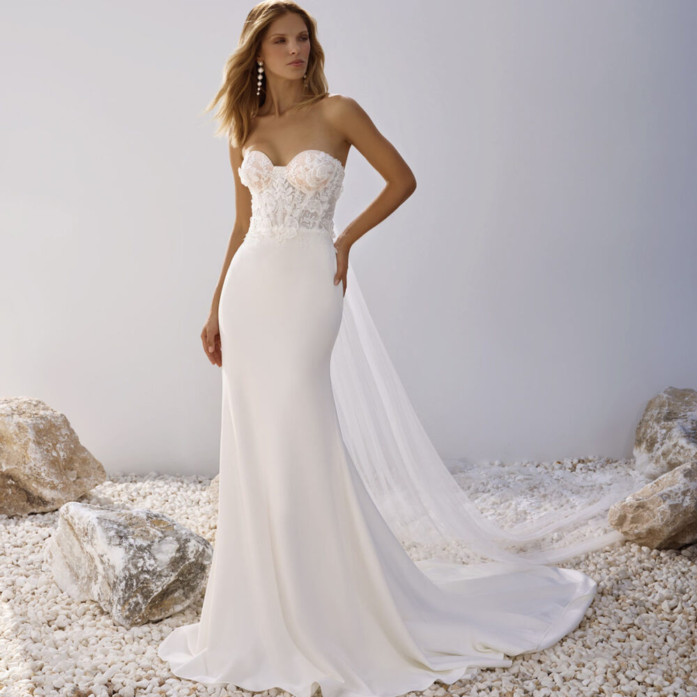 Νυφικό Φόρεμα Strapless Μουσελίνα – 3531